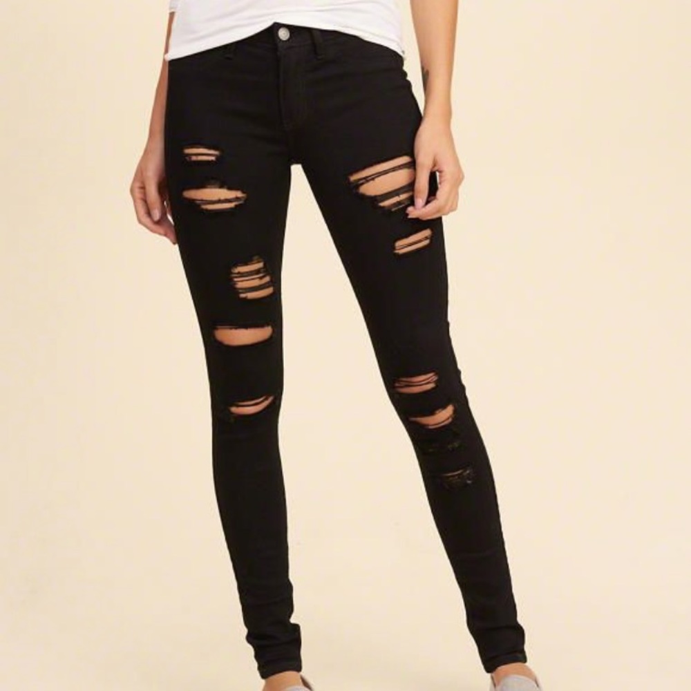 Black ripped jeggings